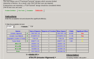 QuART PRO Design Of Experiments - Relationship Tab