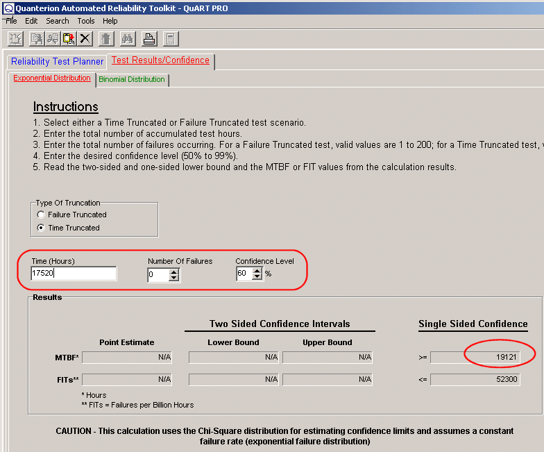 QuART PRO - MTBF Estimate with Zero Failures