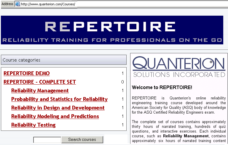 REPERTOIRE Reliability Training Courses